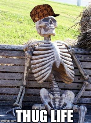 Waiting Skeleton | THUG LIFE | image tagged in memes,waiting skeleton,scumbag | made w/ Imgflip meme maker