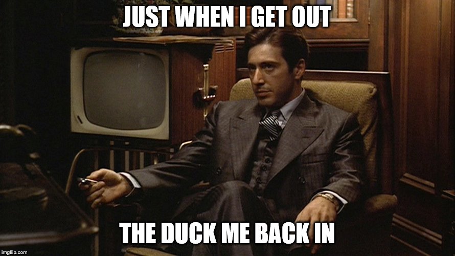 JUST WHEN I GET OUT THE DUCK ME BACK IN | made w/ Imgflip meme maker