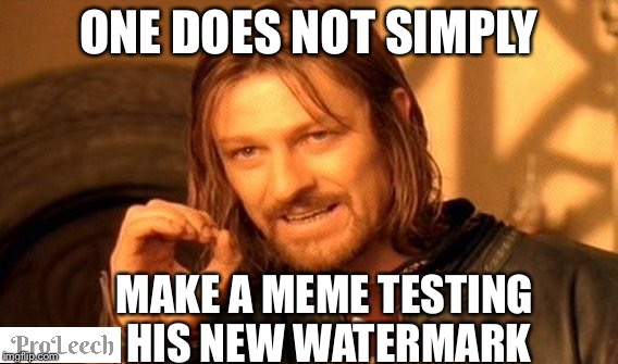 One Does Not Simply Meme | ONE DOES NOT SIMPLY; MAKE A MEME TESTING HIS NEW WATERMARK | image tagged in memes,one does not simply | made w/ Imgflip meme maker
