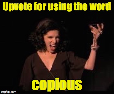 Anna Kendrick Cheers | Upvote for using the word copious | image tagged in anna kendrick cheers | made w/ Imgflip meme maker
