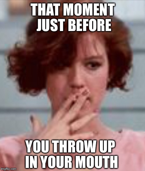 THAT MOMENT JUST BEFORE YOU THROW UP IN YOUR MOUTH | made w/ Imgflip meme maker