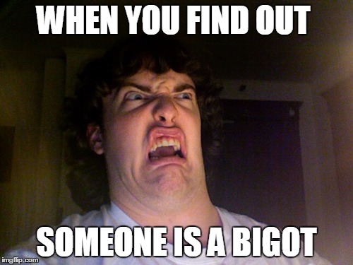 Oh No Meme | WHEN YOU FIND OUT; SOMEONE IS A BIGOT | image tagged in memes,oh no | made w/ Imgflip meme maker