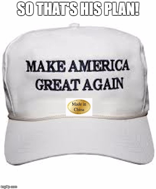 trump hat | SO THAT'S HIS PLAN! | image tagged in trump hat | made w/ Imgflip meme maker