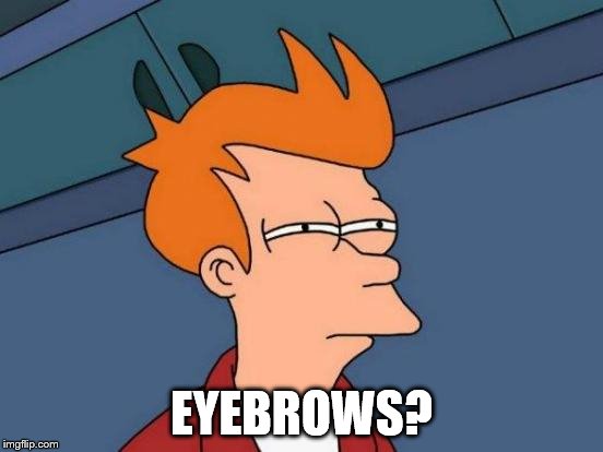 Futurama Fry Meme | EYEBROWS? | image tagged in memes,futurama fry | made w/ Imgflip meme maker