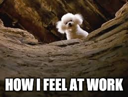 Looking up  |  HOW I FEEL AT WORK | image tagged in silence of the lambs | made w/ Imgflip meme maker