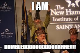 I AM; DUMBLEDOOOOOOOOORRRRE!!!! | image tagged in dumbledore,funny,politics,vermin supreme,hilarious,harry potter | made w/ Imgflip meme maker