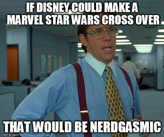 That Would Be Great Meme | IF DISNEY COULD MAKE A MARVEL STAR WARS CROSS OVER THAT WOULD BE NERDGASMIC | image tagged in memes,that would be great | made w/ Imgflip meme maker