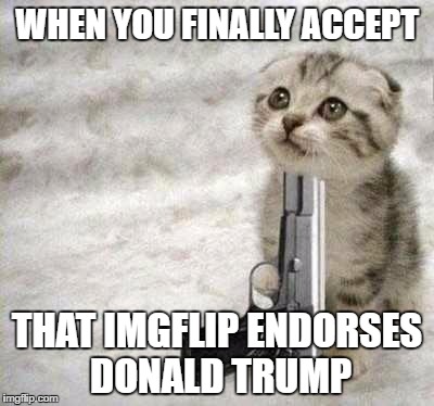 suicide | WHEN YOU FINALLY ACCEPT; THAT IMGFLIP ENDORSES DONALD TRUMP | image tagged in suicide | made w/ Imgflip meme maker