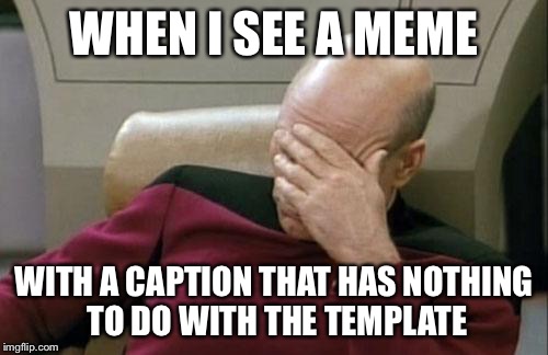 So tru | WHEN I SEE A MEME; WITH A CAPTION THAT HAS NOTHING TO DO WITH THE TEMPLATE | image tagged in memes,captain picard facepalm | made w/ Imgflip meme maker