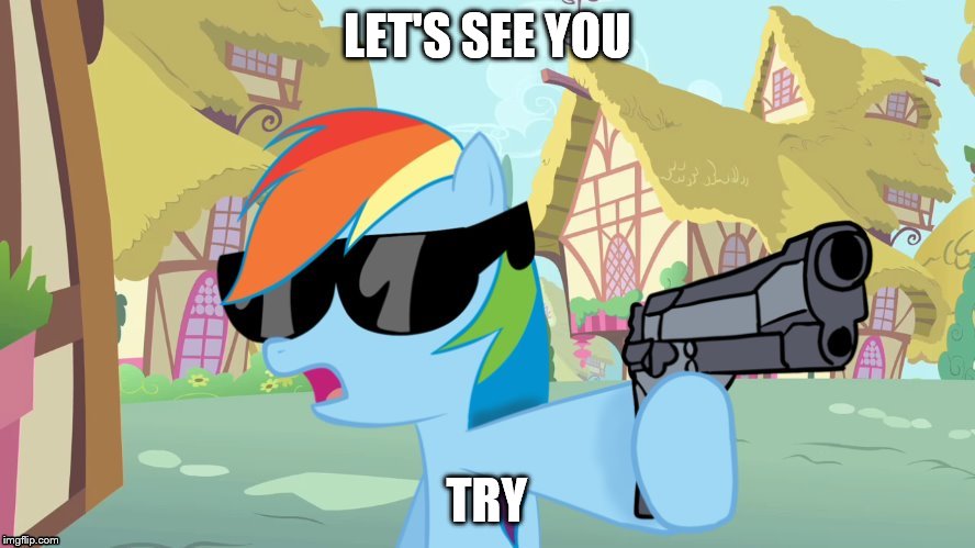 LET'S SEE YOU TRY | image tagged in rainbow dash say that again | made w/ Imgflip meme maker