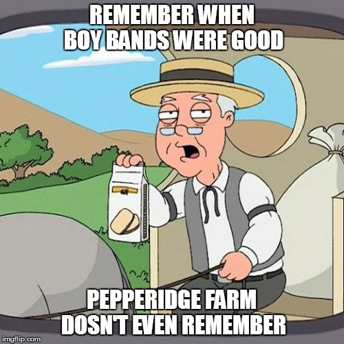 Pepperidge Farm Remembers Meme | REMEMBER WHEN BOY BANDS WERE GOOD; PEPPERIDGE FARM DOSN'T EVEN REMEMBER | image tagged in memes,pepperidge farm remembers | made w/ Imgflip meme maker