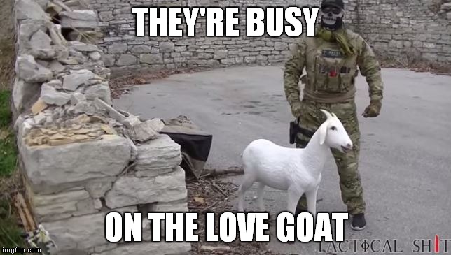 THEY'RE BUSY ON THE LOVE GOAT | made w/ Imgflip meme maker