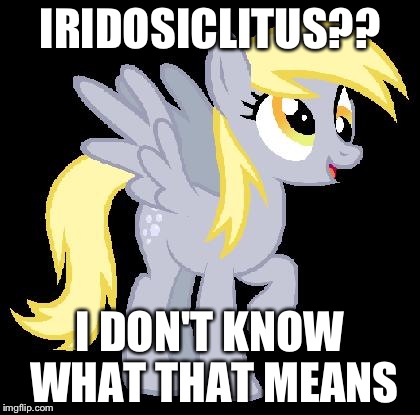 Derpy Don't Know What It Means | IRIDOSICLITUS?? I DON'T KNOW WHAT THAT MEANS | image tagged in derpy don't know what it means | made w/ Imgflip meme maker