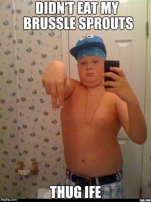 thug life | DIDN'T EAT MY BRUSSLE SPROUTS; THUG IFE | image tagged in thug life | made w/ Imgflip meme maker