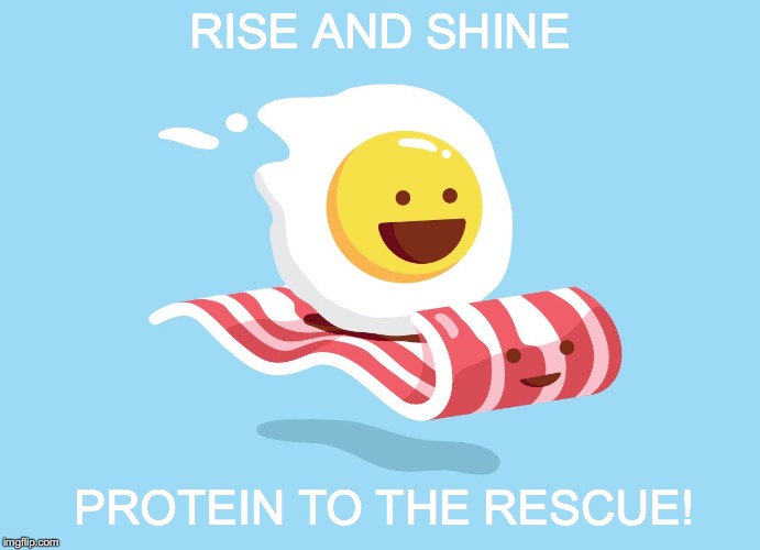 Sunny Side Up! | RISE AND SHINE; PROTEIN TO THE RESCUE! | image tagged in good morning,rise and shine,good morning meme,funny,protein to the rescue | made w/ Imgflip meme maker