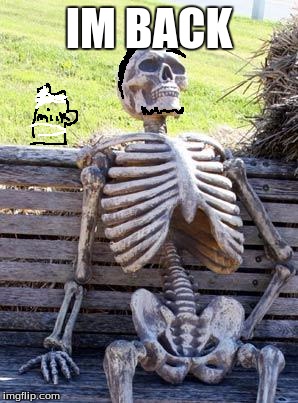 Waiting Skeleton Meme | IM BACK | image tagged in memes,waiting skeleton | made w/ Imgflip meme maker
