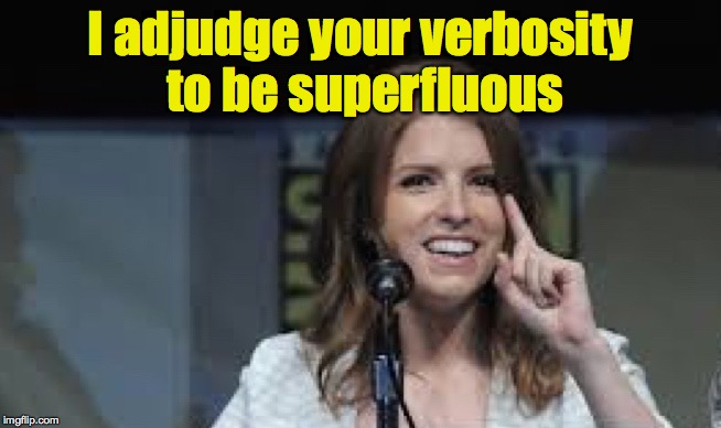 Condescending Anna | I adjudge your verbosity to be superfluous | image tagged in condescending anna | made w/ Imgflip meme maker