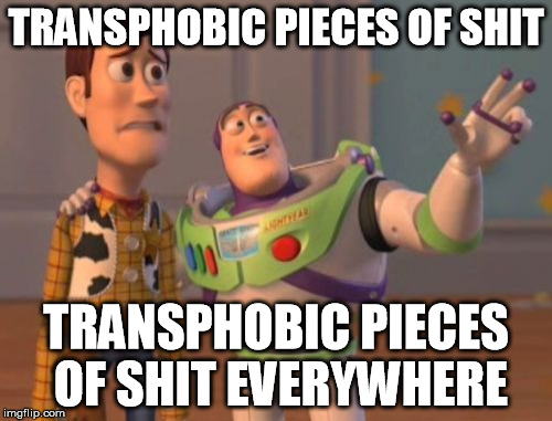 X, X Everywhere Meme | TRANSPHOBIC PIECES OF SHIT; TRANSPHOBIC PIECES OF SHIT EVERYWHERE | image tagged in memes,x x everywhere | made w/ Imgflip meme maker