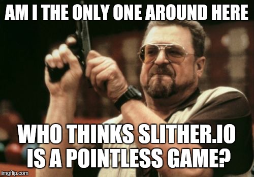 Big or small, you still die. | AM I THE ONLY ONE AROUND HERE; WHO THINKS SLITHER.IO IS A POINTLESS GAME? | image tagged in memes,am i the only one around here,slitherio,online gaming | made w/ Imgflip meme maker