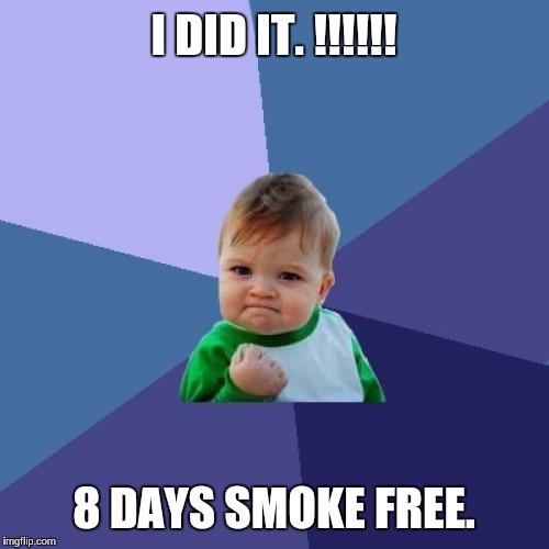 Success Kid Meme | I DID IT. !!!!!! 8 DAYS SMOKE FREE. | image tagged in memes,success kid | made w/ Imgflip meme maker
