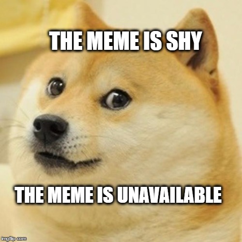 Doge Meme | THE MEME IS SHY; THE MEME IS UNAVAILABLE | image tagged in memes,doge | made w/ Imgflip meme maker
