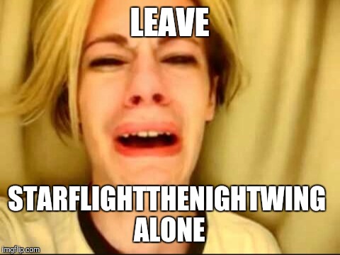 Leave Britney alone | LEAVE STARFLIGHTTHENIGHTWING ALONE | image tagged in leave britney alone | made w/ Imgflip meme maker