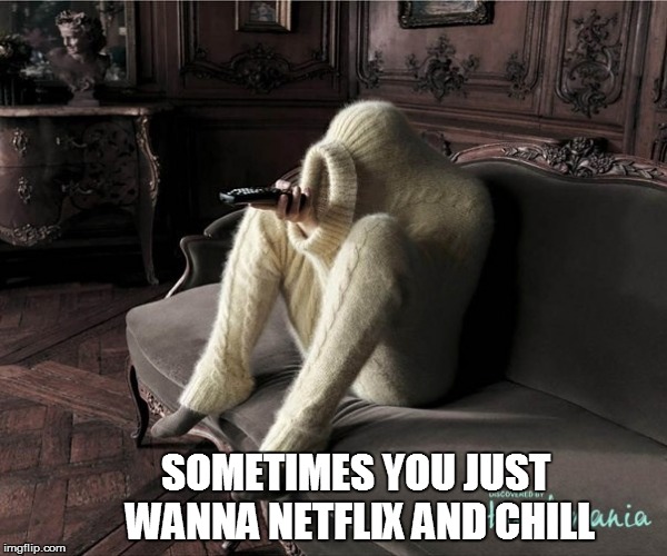 Baby it's cold outside | SOMETIMES YOU JUST WANNA NETFLIX AND CHILL | image tagged in baby it's cold outside | made w/ Imgflip meme maker