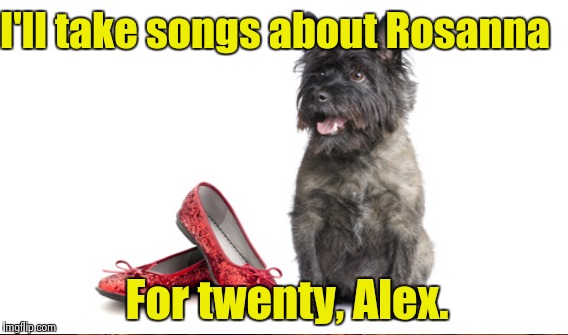 I'll take songs about Rosanna For twenty, Alex. | made w/ Imgflip meme maker