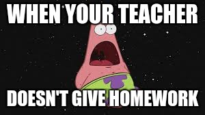 WHEN YOUR TEACHER; DOESN'T GIVE HOMEWORK | image tagged in funny | made w/ Imgflip meme maker