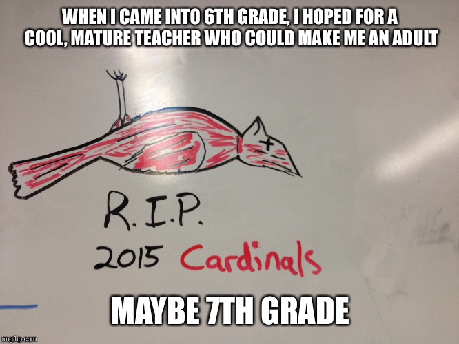 WHEN I CAME INTO 6TH GRADE, I HOPED FOR A COOL, MATURE TEACHER WHO COULD MAKE ME AN ADULT; MAYBE 7TH GRADE | image tagged in confession bear | made w/ Imgflip meme maker