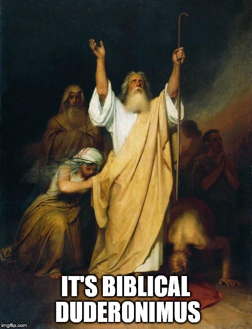 Moses, arms up to God | IT'S BIBLICAL DUDERONIMUS | image tagged in moses arms up to god | made w/ Imgflip meme maker