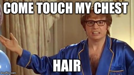 Austin Powers Honestly Meme | COME TOUCH MY CHEST; HAIR | image tagged in memes,austin powers honestly | made w/ Imgflip meme maker