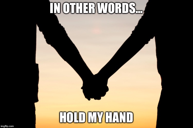 IN OTHER WORDS... HOLD MY HAND | made w/ Imgflip meme maker