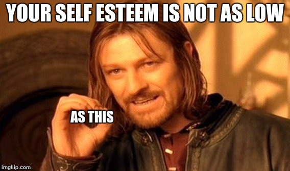 One Does Not Simply Meme | YOUR SELF ESTEEM IS NOT AS LOW AS THIS | image tagged in memes,one does not simply | made w/ Imgflip meme maker