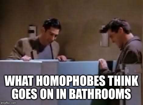 Friends Bathroom | WHAT HOMOPHOBES THINK GOES ON IN BATHROOMS | image tagged in friends | made w/ Imgflip meme maker