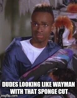 wayman | DUDES LOOKING LIKE WAYMAN WITH THAT SPONGE CUT | image tagged in wayman | made w/ Imgflip meme maker