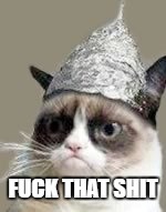 Paranoid Grumpy Cat | F**K THAT SHIT | image tagged in paranoid grumpy cat | made w/ Imgflip meme maker