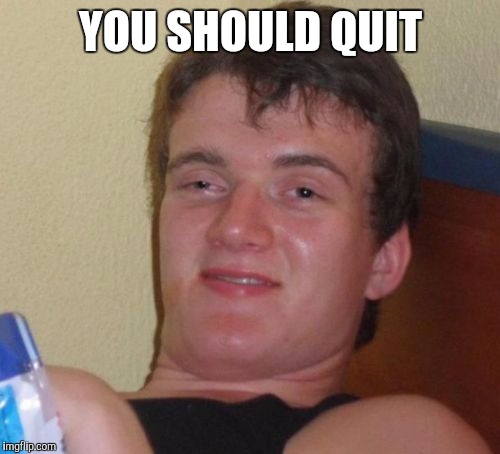 10 Guy Meme | YOU SHOULD QUIT | image tagged in memes,10 guy | made w/ Imgflip meme maker