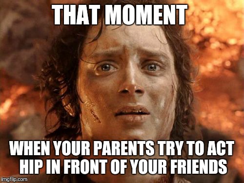 It's Finally Over Meme | THAT MOMENT; WHEN YOUR PARENTS TRY TO ACT HIP IN FRONT OF YOUR FRIENDS | image tagged in memes,its finally over | made w/ Imgflip meme maker