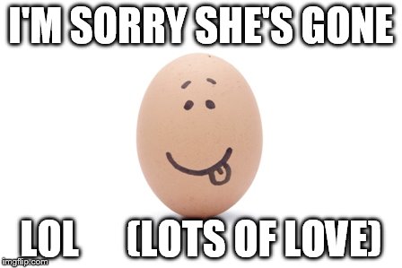 I'M SORRY SHE'S GONE LOL      (LOTS OF LOVE) | made w/ Imgflip meme maker