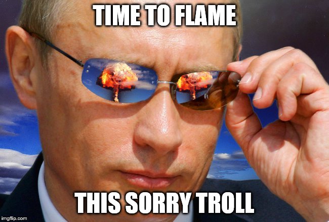 Putin Nuke | TIME TO FLAME THIS SORRY TROLL | image tagged in putin nuke | made w/ Imgflip meme maker