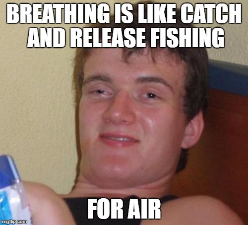 10 Guy | BREATHING IS LIKE CATCH AND RELEASE FISHING; FOR AIR | image tagged in memes,10 guy | made w/ Imgflip meme maker