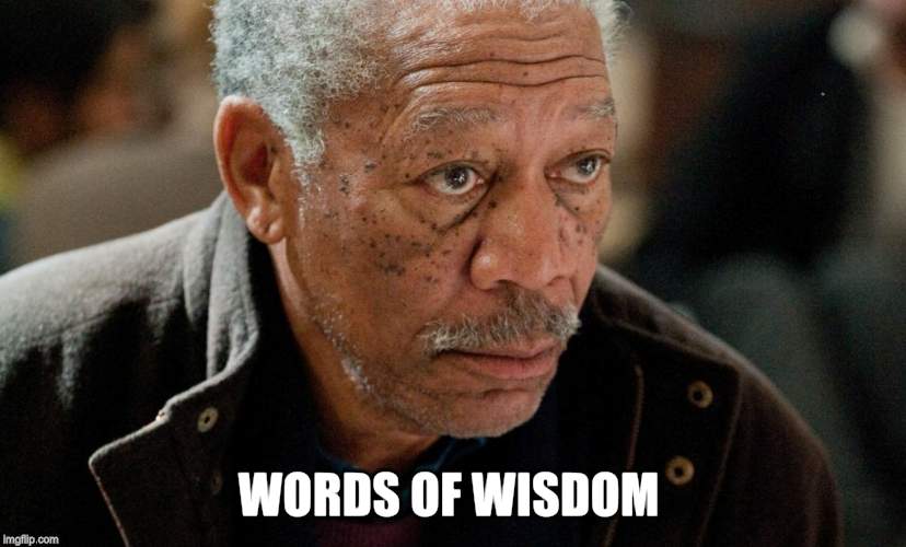 Morgan Freeman | WORDS OF WISDOM | image tagged in morgan freeman | made w/ Imgflip meme maker
