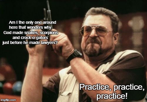 Am I The Only One Around Here | Am I the only one around here that wonders why  God made snakes, scorpions and crock-o-gators  just before he made lawyers? Practice, practice, practice! | image tagged in memes,am i the only one around here,animals,funny memes | made w/ Imgflip meme maker