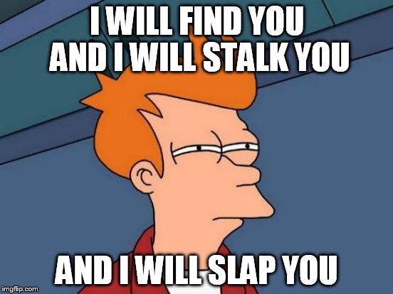 That guy that will slap you | I WILL FIND YOU AND I WILL STALK YOU; AND I WILL SLAP YOU | image tagged in memes | made w/ Imgflip meme maker