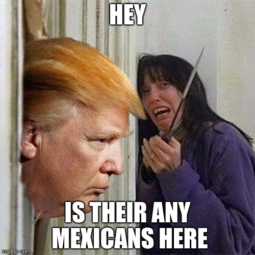 Donald trump here's Donny | HEY; IS THEIR ANY MEXICANS HERE | image tagged in donald trump here's donny | made w/ Imgflip meme maker