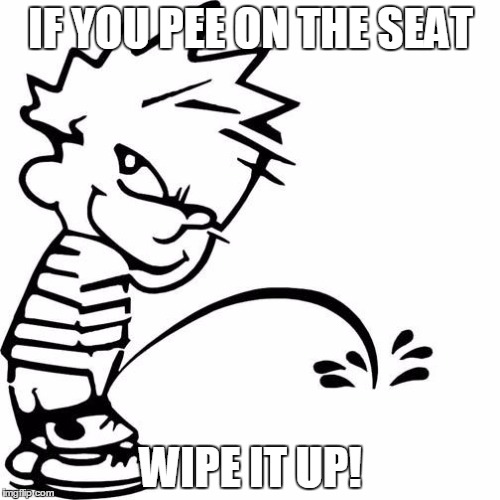 Calvin Peeing | IF YOU PEE ON THE SEAT; WIPE IT UP! | image tagged in calvin peeing | made w/ Imgflip meme maker