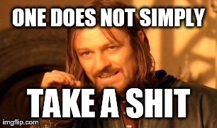 One Does Not Simply Meme | ONE DOES NOT SIMPLY TAKE A SHIT | image tagged in memes,one does not simply | made w/ Imgflip meme maker
