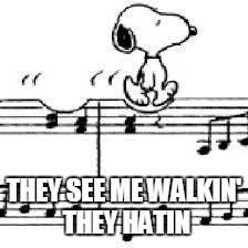 Snoopy gives no Cares about Physics | THEY SEE ME WALKIN' THEY HATIN | image tagged in snoopy music,music,rock and roll,thug,thuglyfe | made w/ Imgflip meme maker