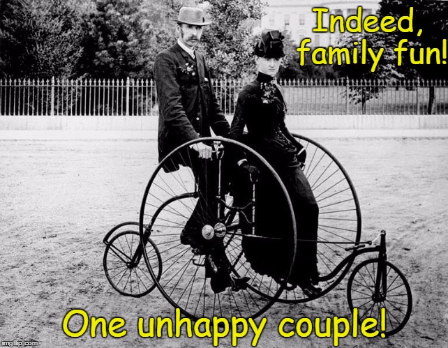 Indeed, family fun! One unhappy couple! | made w/ Imgflip meme maker